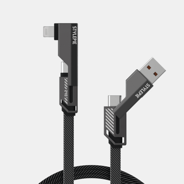 Right-Angle 4-in-1 Nylon Braided Fast Charging Cable (1.5m/5ft) - Image 2