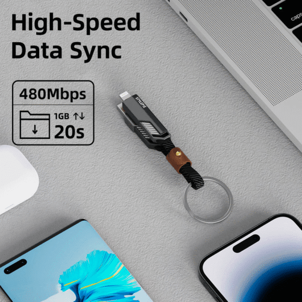 Portable 240W 4-in-1 Fast Charge Cable (KeyRing) - Image 4