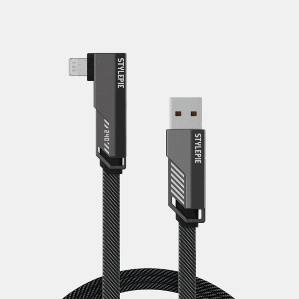 Right-Angle 4-in-1 Nylon Braided Fast Charging Cable (1.5m/5ft)